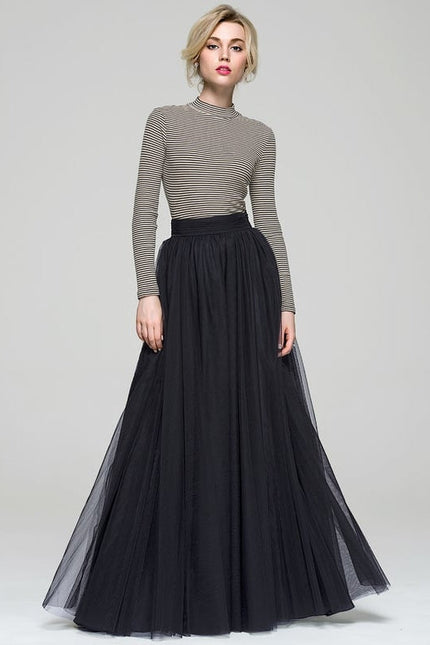 Robe Trapèze Tulle Noir Éthéré - gallery 5