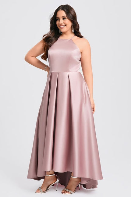 Robe Trapèze Satin Rosé Élancé - gallery 7