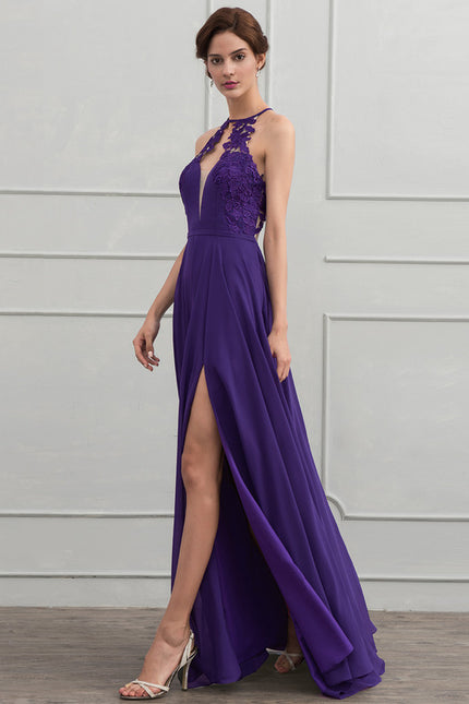 Robe Trapèze Violet Longue Élégante
