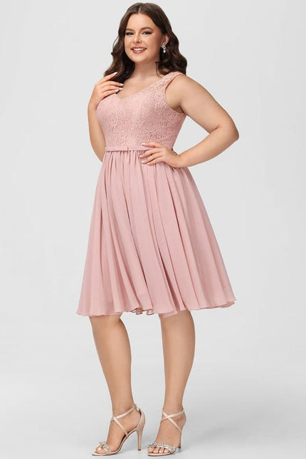 Robe Trapèze Rose Pastel Dentelle Mousseline - gallery 6