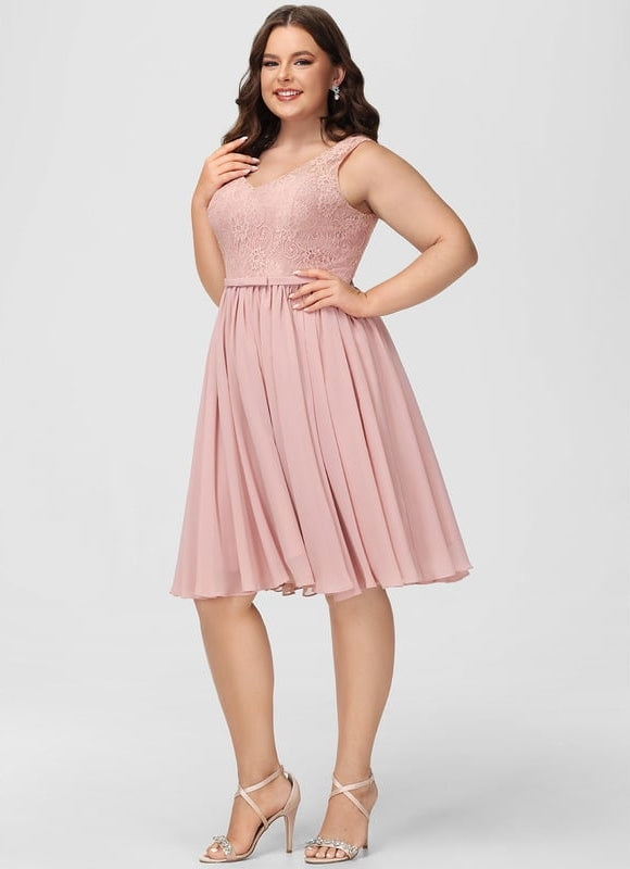 Robe Trapèze Rose Pastel Dentelle Mousseline - gallery 6