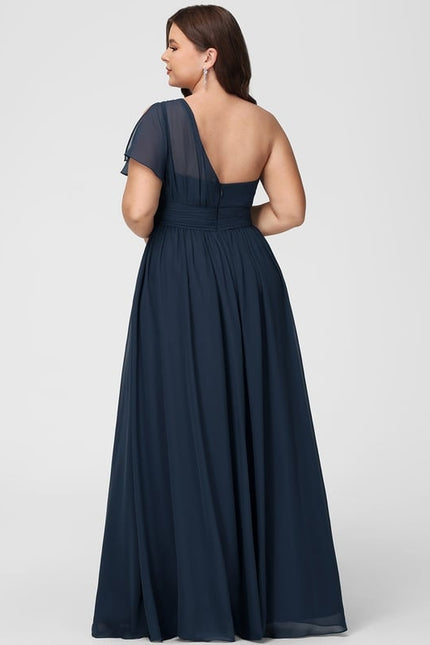 Robe Trapèze Asymétrique Beige - gallery 9