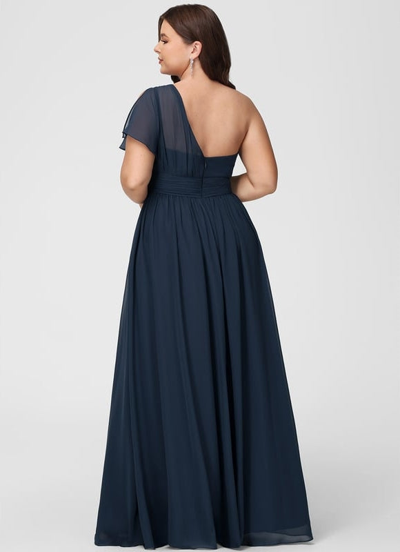 Robe Trapèze Asymétrique Beige - gallery 9