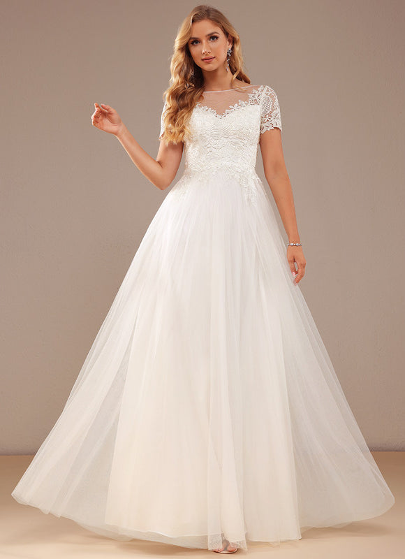 Robe Trapèze Blanche Mariage Tulle Dentelle