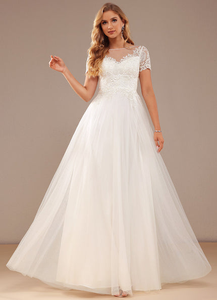 Robe Trapèze Blanche Mariage Tulle Dentelle