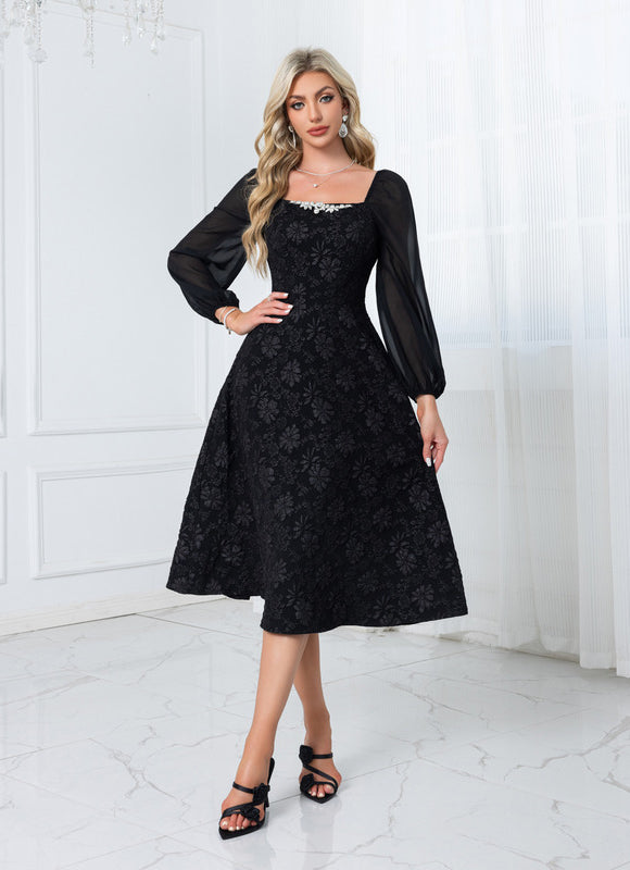 Robe Trapèze Couture Noir - gallery 1