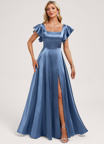Robe Trapèze Satinée Bleu Ciel