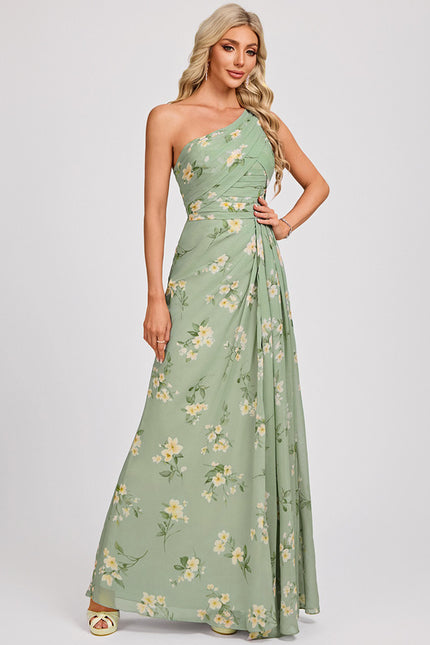 Robe Trapèze Asymétrique Beige - gallery 3