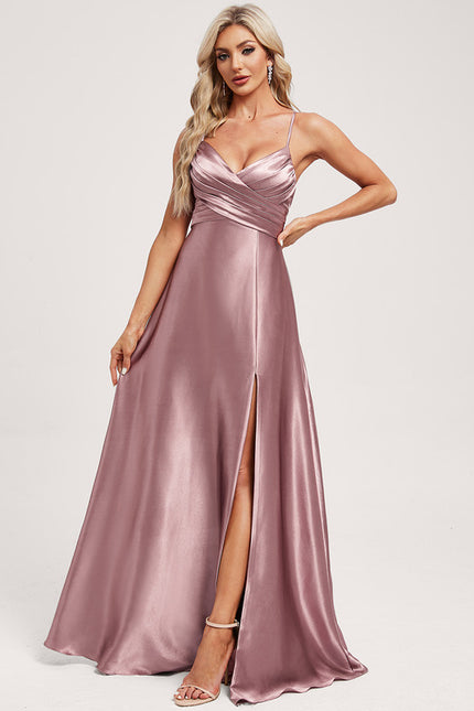 Robe Trapèze Satin Doré Élégante - gallery 2