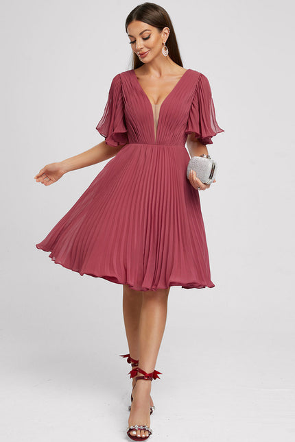Robe Trapèze Nuit Marine Plissée - gallery 4