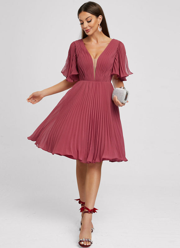 Robe Trapèze Nuit Marine Plissée - gallery 4