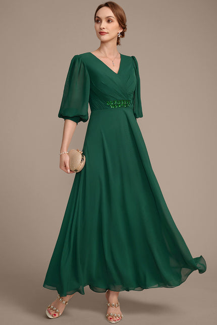 Robe Trapèze Vert Émeraude Élégant - gallery 4