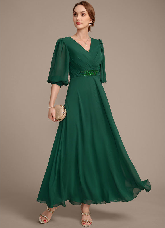 Robe Trapèze Vert Émeraude Élégant - gallery 4