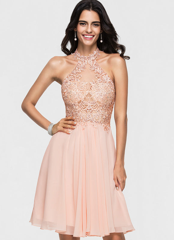 Robe Trapèze Éclat Pêche Rosée - gallery 1