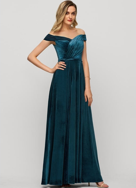 Robe Trapèze Velours Émeraude - gallery 1