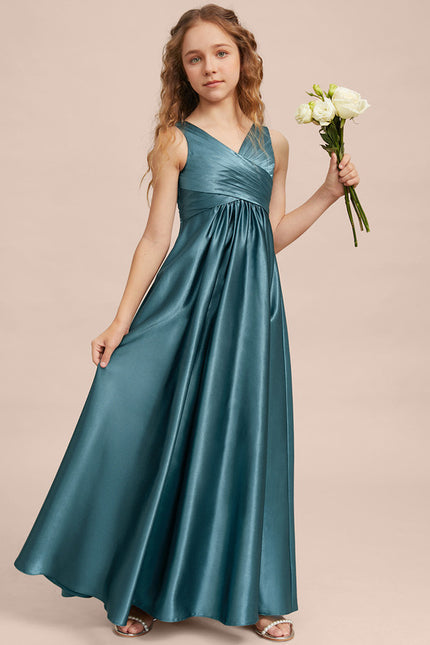 Robe Trapèze Satinée Longue Émeraude