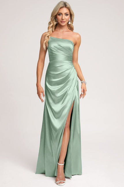 Robe Trapèze Satin Céleste - gallery 1