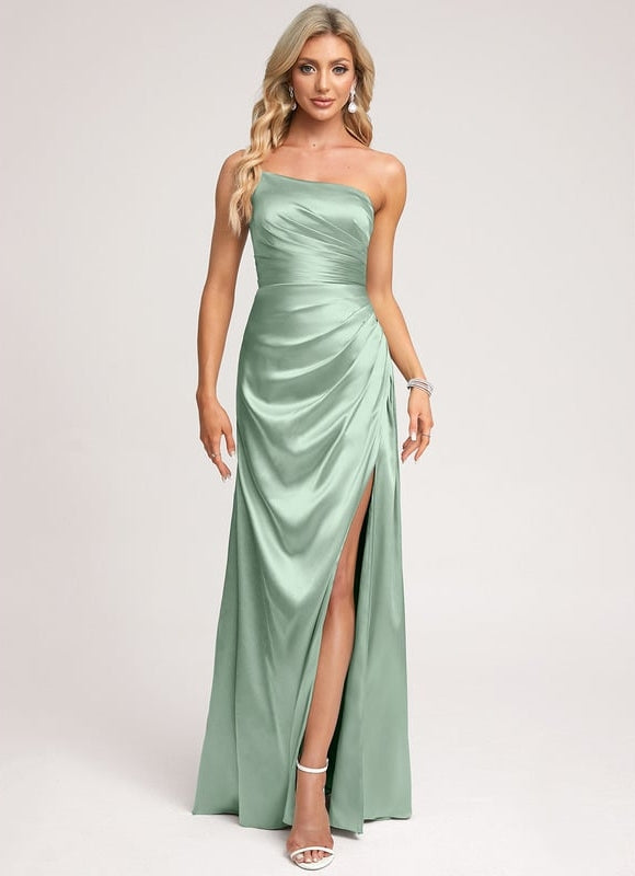 Robe Trapèze Satin Céleste - gallery 1