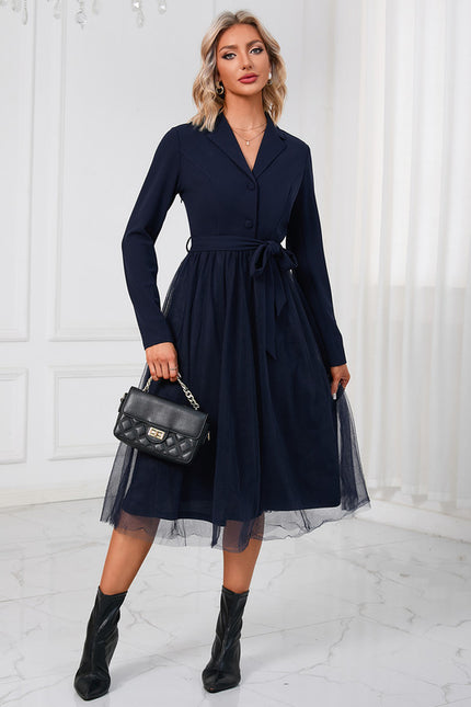 Robe Trapèze Élégante Structurelle - gallery 5