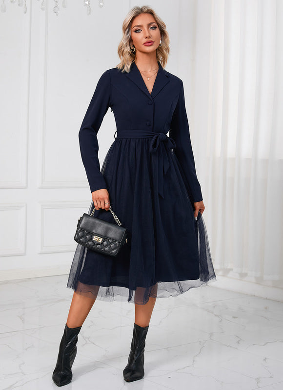 Robe Trapèze Élégante Structurelle - gallery 5