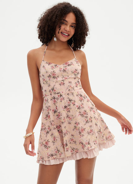 Robe Trapèze Verte Florale