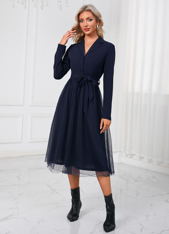 Robe Trapèze Élégante Structurelle - gallery 2