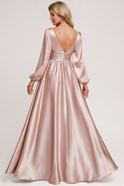 Robe Trapèze Satin Doré Élégante - gallery 2