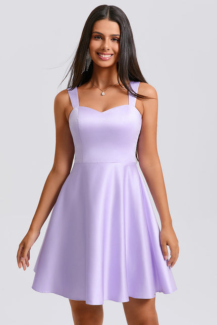 Robe Trapèze Satinée Lavande