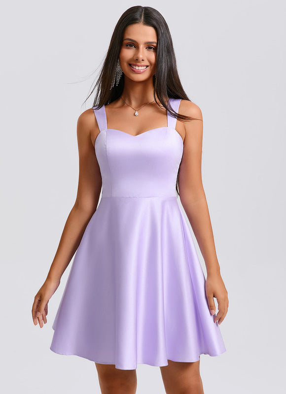 Robe Trapèze Satinée Lavande