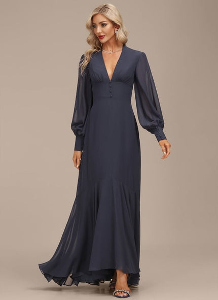 Robe Trapèze Bleue Marine Asymétrique Mousseline