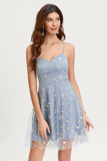 Robe Trapèze Étoilée Céleste - gallery 3