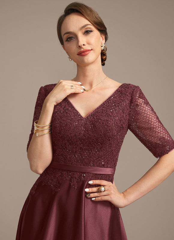 Robe Trapèze Satin Bordeaux Élégant - gallery 1