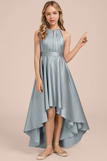 Robe Trapèze Satin Bleuté Élégante - gallery 2