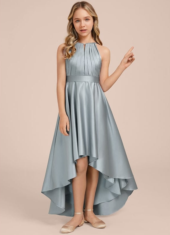 Robe Trapèze Satin Bleuté Élégante - gallery 2