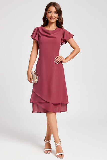 Robe Trapèze Satin Rosé - gallery 1
