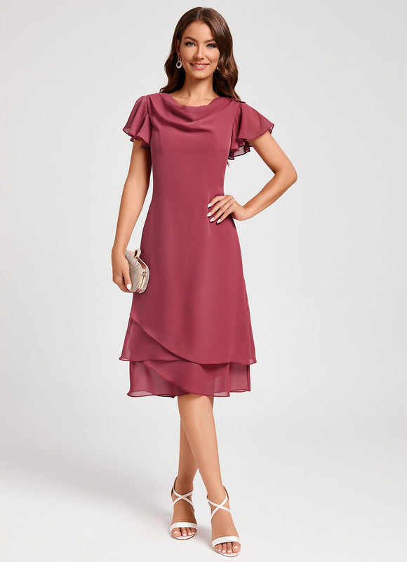 Robe Trapèze Satin Rosé - gallery 1