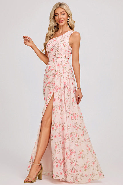 Robe Trapèze Asymétrique Beige - gallery 1