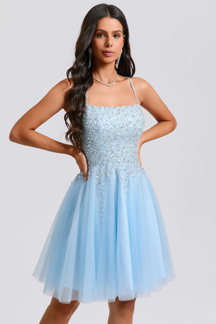 Robe Trapèze Tulle Céleste - gallery 5