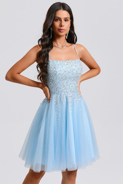 Robe Trapèze Tulle Céleste - gallery 5