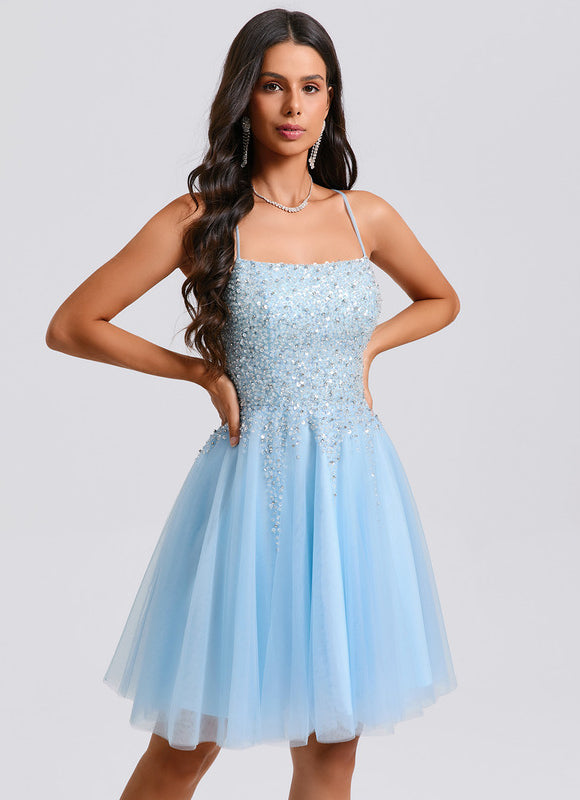 Robe Trapèze Tulle Céleste - gallery 5