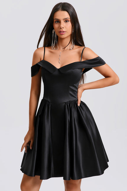 Robe Trapèze Satinée Ébène - gallery 4