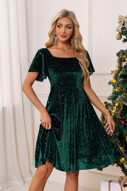 Robe Trapèze Émeraude Étincelante - gallery 5