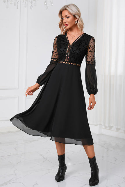 Robe Trapèze Noir Chic Aérien