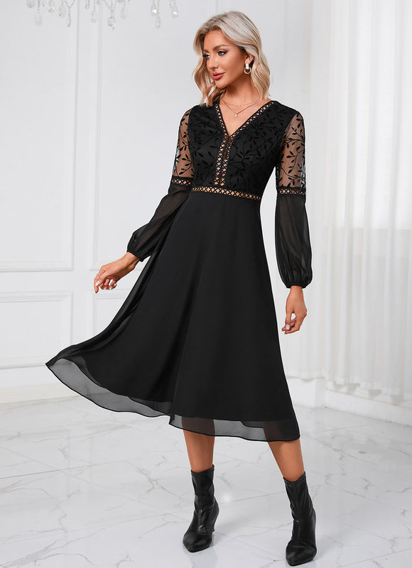 Robe Trapèze Noir Chic Aérien
