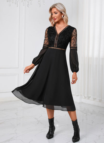 Robe Trapèze Noir Chic Aérien
