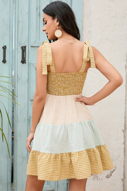 Robe Trapèze Éclat De Gingham - gallery 4