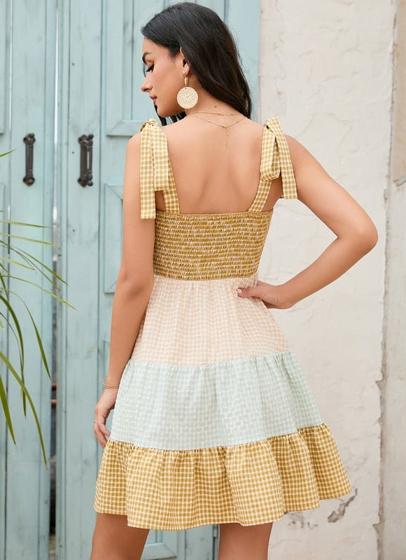 Robe Trapèze Éclat De Gingham - gallery 4