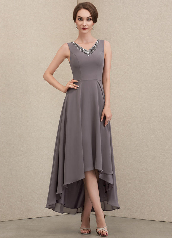 Robe Trapèze Gris Satiné Élégant - gallery 5