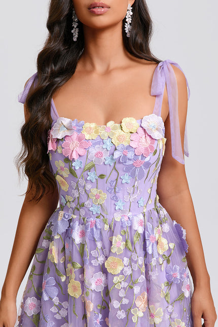 Robe Trapèze Fleurie Lavande - gallery 4