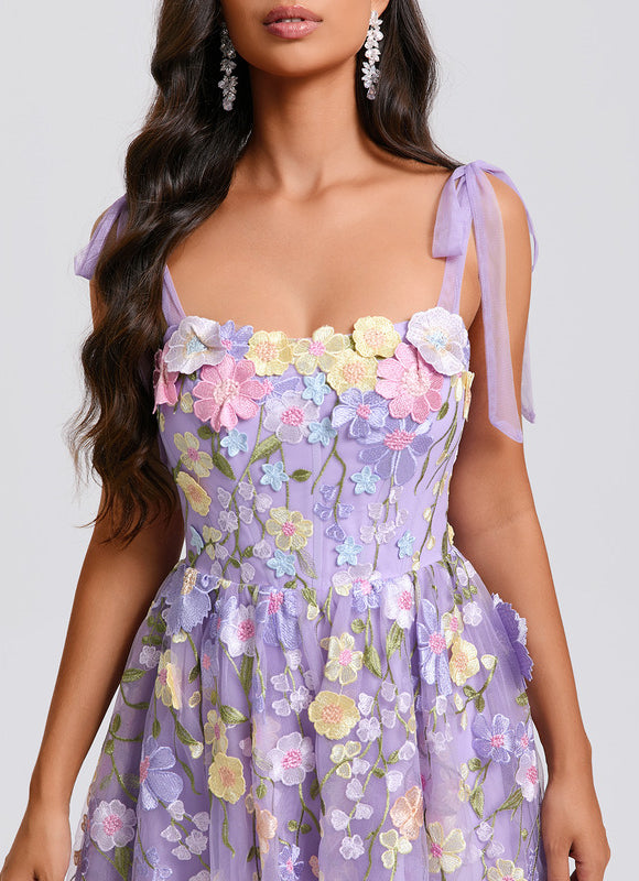 Robe Trapèze Fleurie Lavande - gallery 4